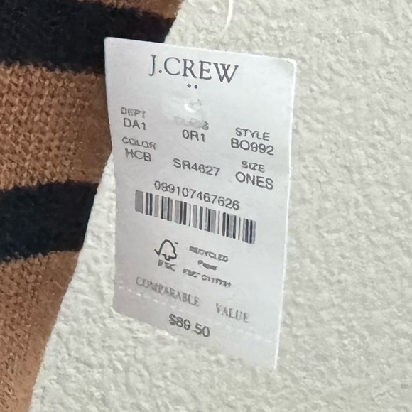 NWT J. Crew Striped Poncho Pullover Cotton Wool Boxy Oversized Classic Preppy OS - Picture 14 of 15